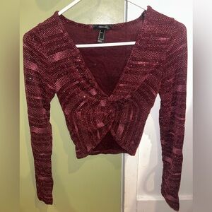 Forever 21 Maroon Sparkle Crop Top